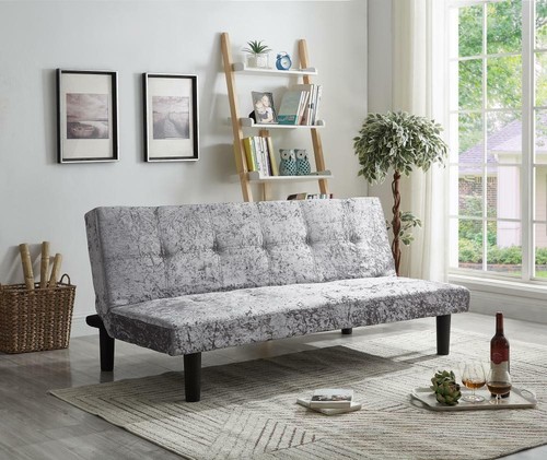 Single crush velvet sofa - velvet, bed