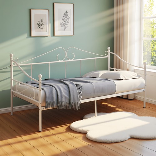 White metal daybed frame - white,